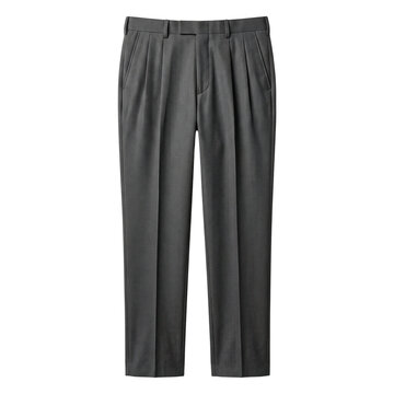 Men charcoal grey pleated tailored dress trousers
