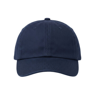 Navy blue baseball cap mockup on transparent background