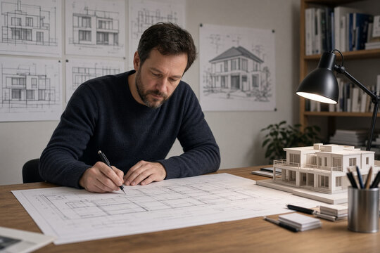 architetto ingegnere geometra al lavoro  