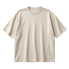 Beige oversized cotton t shirt on transparent background