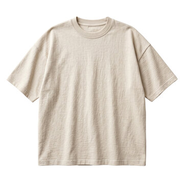 Beige oversized cotton t shirt on transparent background