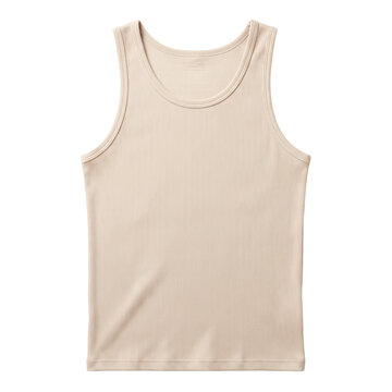 Beige ribbed cotton tank top sleeveless mockup