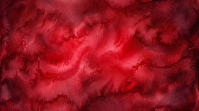 Abstract red watercolor background with soft flowing paint textures and deep crimson gradients