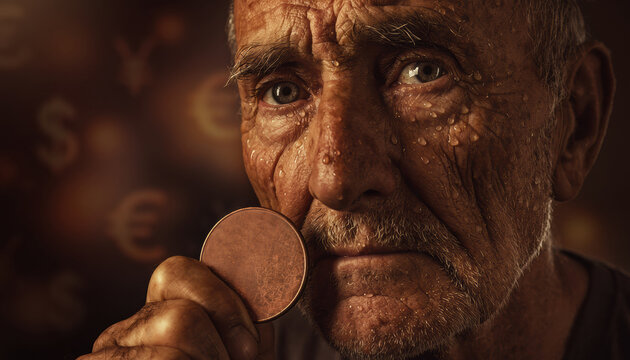 Worried elderly face moisture close up portrait elderly man