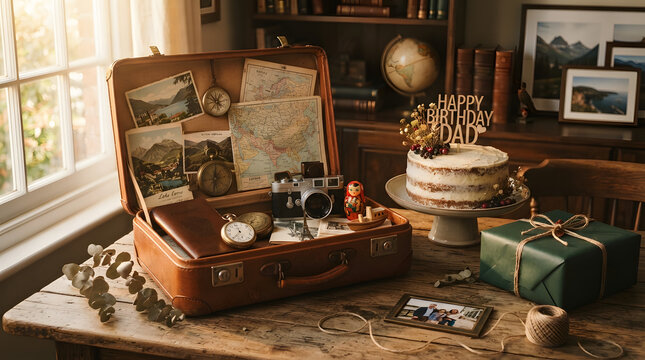 Suitcase celebrating father birthday