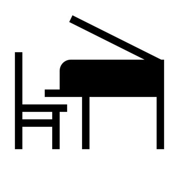 Piano Filled style, upright piano with keyboard and bench, ideal for music themes, home interiors, education, entertainment, and creative projects.