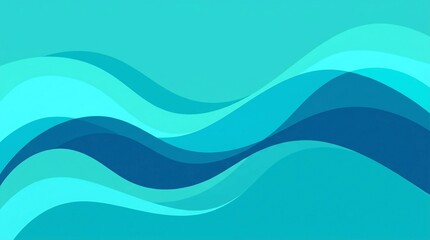 Obraz premium Abstract background featuring layered turquoise and blue wave curves turquoise waves abstract lines fluid motion smooth gradient design background graphic element cyan shapes ocean waves