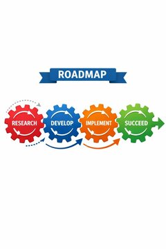 Business Roadmap Concept with Gear Icons.