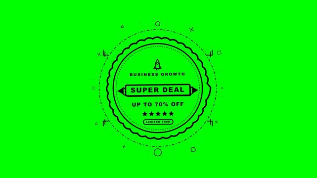 Business Growth Super Deal Badge Stamp Green Screen Chroma Key Animation Sale Discount Stock Footage.