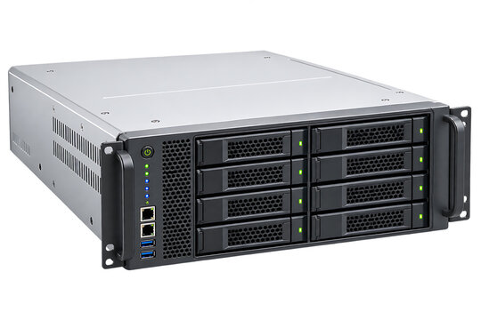 Network attached storage server with eight hard drive bays for datacenters