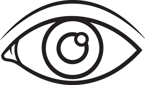 Minimalist line drawing of a human eye icon with minimalist, clinical