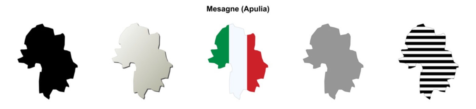 Mesagne (Apulia) outline map set