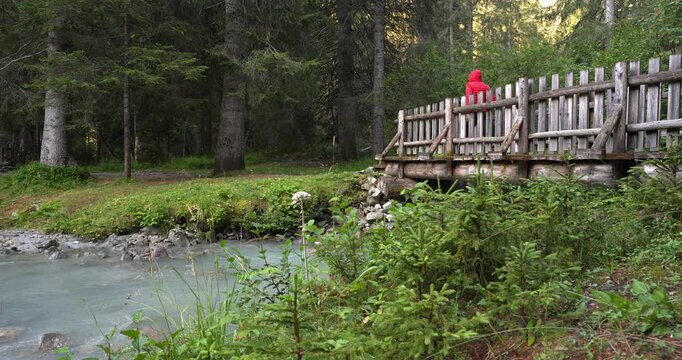 Boy goes hiking in an alpine landscape.mov