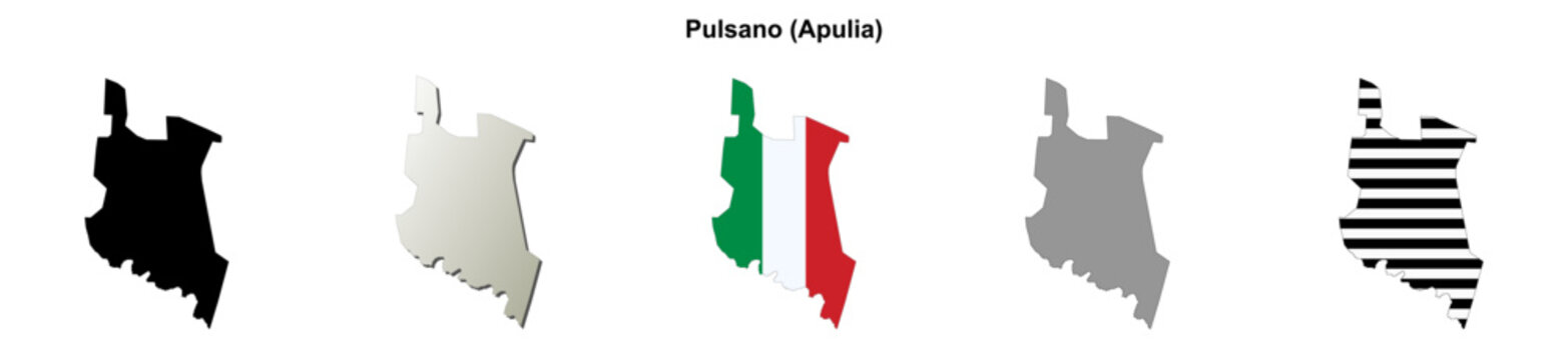 Pulsano (Apulia) outline map set