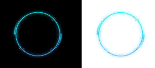 Futuristic cyan glowing ring interface element for modern sci-fi hud © Design Haven