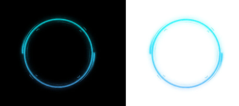 Futuristic cyan glowing ring interface element for modern sci-fi hud