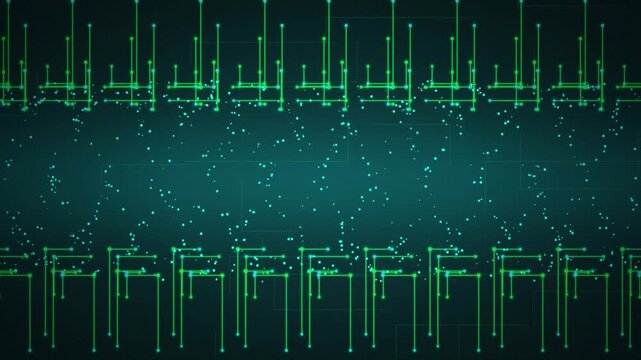 Green circuit board terminal nodes seamless loop motion background