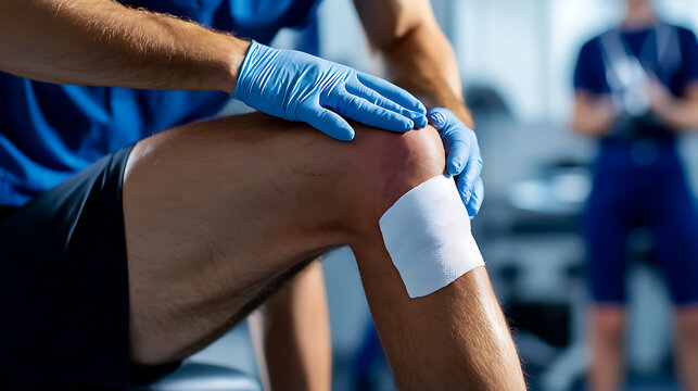 Runner's knee is examined or treated at a medical therapeutic center.