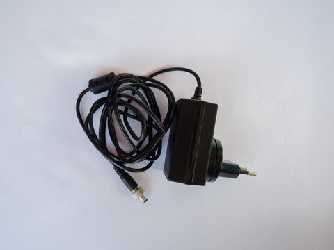 Black Power Adapter Charger with Cable and Two Pin Plug for Electronic Equipment