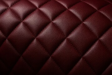 Obraz premium Dark red quilted leather texture with luxury diamond pattern and stitching