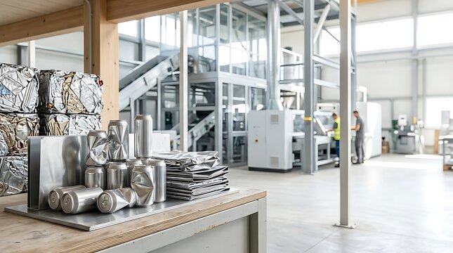 Aluminum Cans and Metal Waste at Industrial Recycling Facility