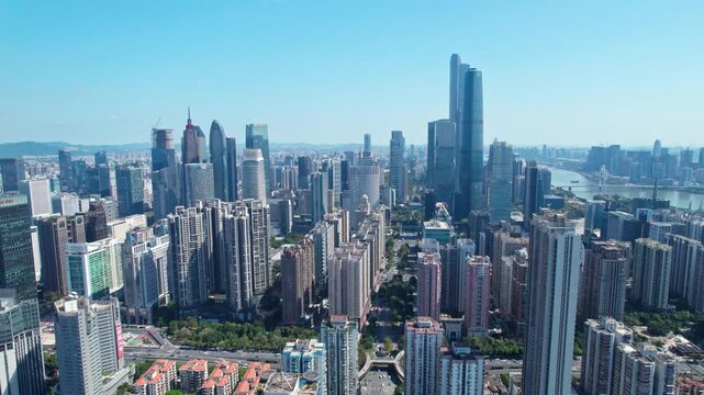 Aerial cityscape of Tianhe CBD in Guangzhou China
