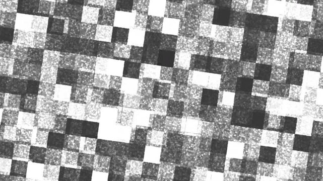 Abstract grayscale pixelated digital noise static pattern geometric mosaic texture background for modern graphic design and glitch art aesthetics.