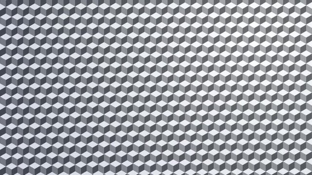 Seamless looping 3D isometric cube pattern background with smooth metallic gray texture animation