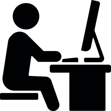 Student using laptop icon for remote study, online education, virtual classes, homework, digital courses and e-learning concepts