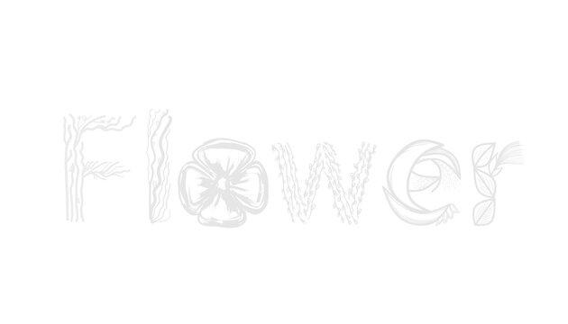 Hand Drawn &ldquo;Flower&rdquo; Word Art with Floral Botanical Lettering, transparent background