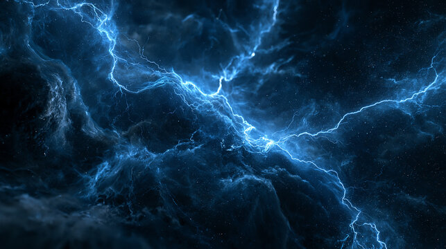 Cinematic VFX Background with Glowing Blue Lightning Electricity and Energy Plasma