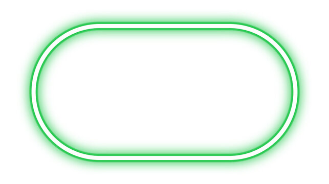 Glowing neon green outline frame with rounded corners isolated on transparent background