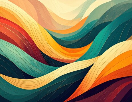 Abstract background featuring flowing colorful wavy lines art design composition concept wallpaper