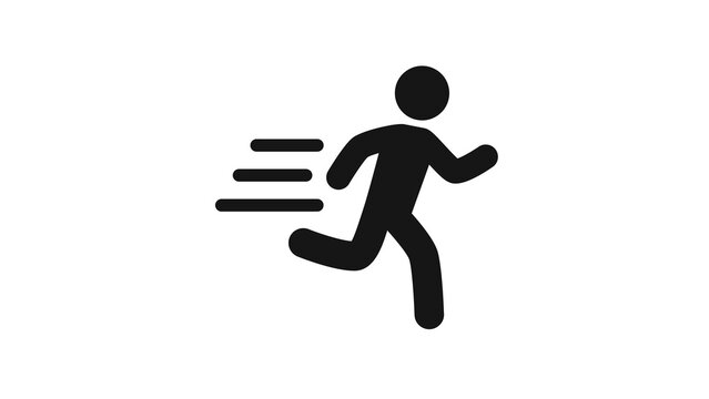 Running person icon with motion lines fitness training