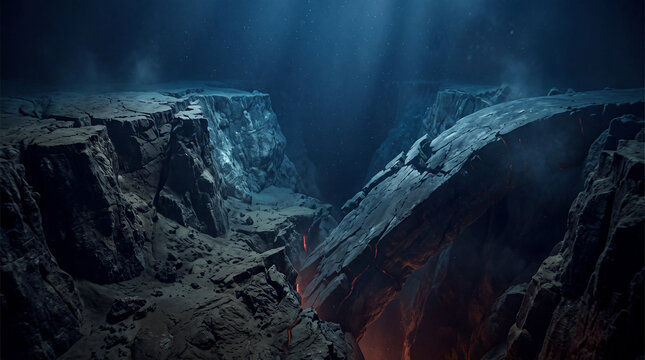 Ocean Trench at a Tectonic Subduction Boundary