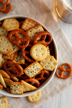 Homemade Crunchy Party Mix with Pretzels and Crackers