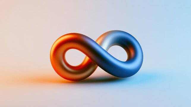 This design features a 3d infinity loop with warm and cool sections. It is set against a simple background that allows for easy text placement.