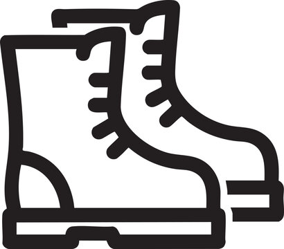 Military style lace-up combat boots line art icon with combat boot