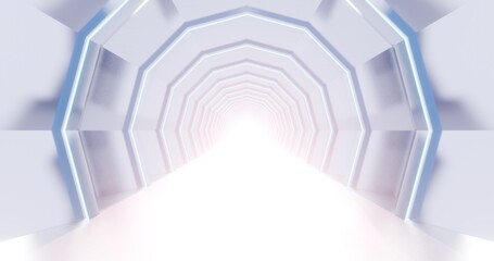 Fototapeta premium Abstract architecture background motion in geometric sci fi tunnel 3d render