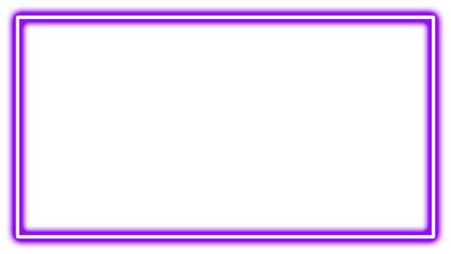 Purple Neon Rectangular Glowing Frame Border with Outer Glow Isolated on Transparent Background