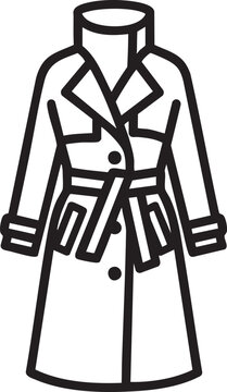 Outline icon of a classic trench coat with belt double breasted long coat