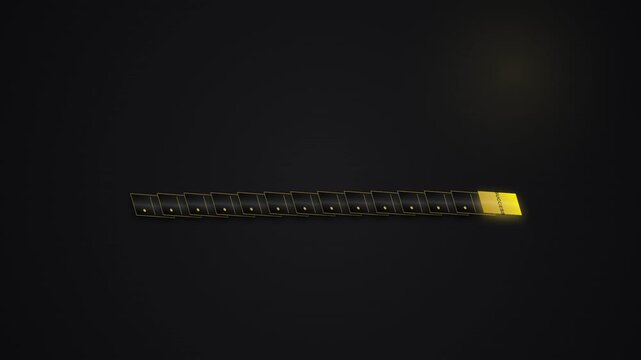 Futuristic loading bar progress indicator with glowing yellow segments on a dark background for digital interface design