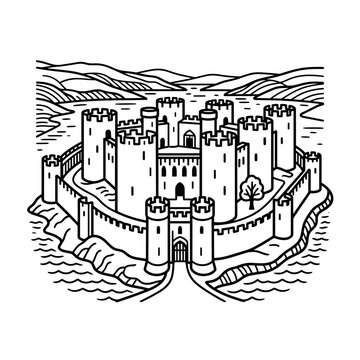 Medieval Castle Fortress Illustration 2.