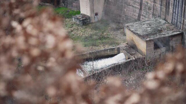 A large water pipe drainage from industrial dam