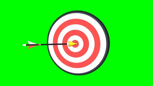 Bullseye Target With Arrow on Green Screen for Goal Concept