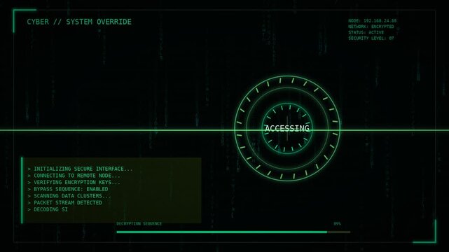 Cyber Hacking Interface Showing Unauthorized System Access
