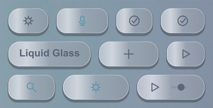 Flat ui button set for liquid glass app interface Vector