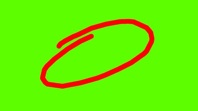 Hand Drawn Red Circle Highlight Animation on Green Screen