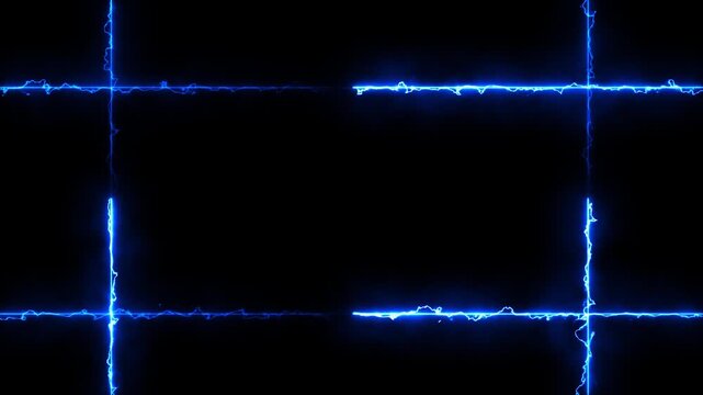 Blue lightning frame forming electric border with glowing energy lines in 4k animation loop