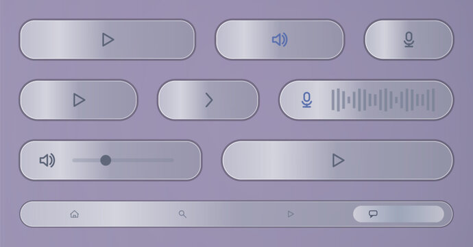 Modern flat media player control icons set Vector
